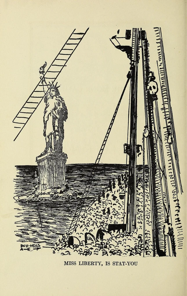 An illustration from "Going thru" with a golden spoon : an illustrated story of the 52nd Brigade Field Artillery, American Expeditionary Forces, 1919, leaf 68