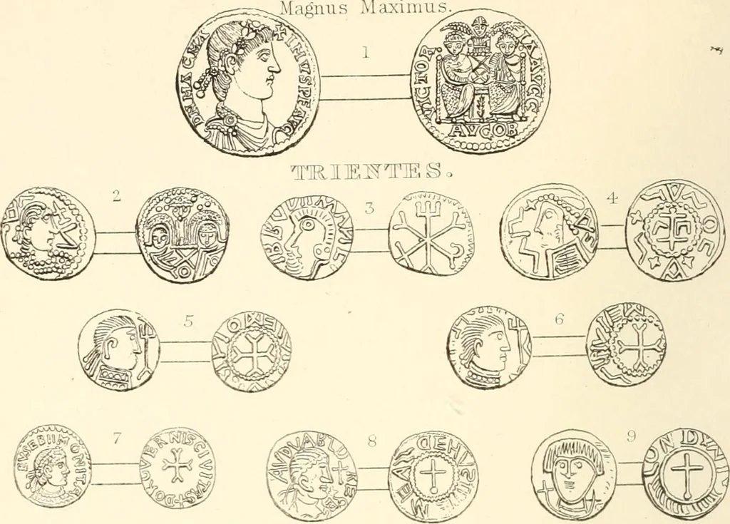 An illustration from The gold coins of England, arranged and described: being a sequel to Mr. Hawkins' Silver coins of England, 1884, leaf 6