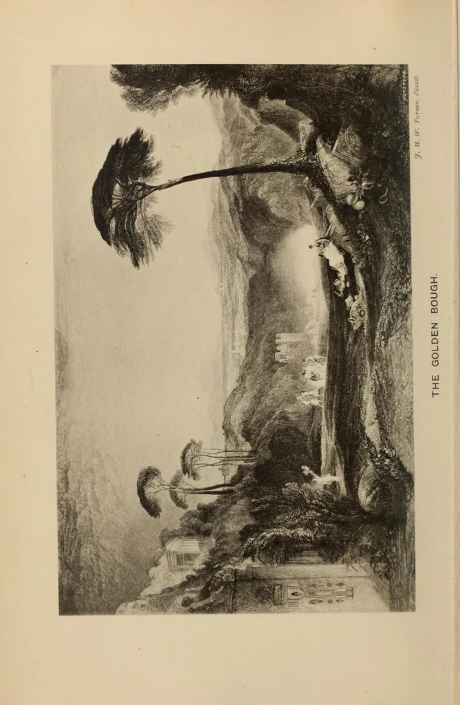 An illustration from The golden bough : a study in magic and religion, 1922, leaf 8