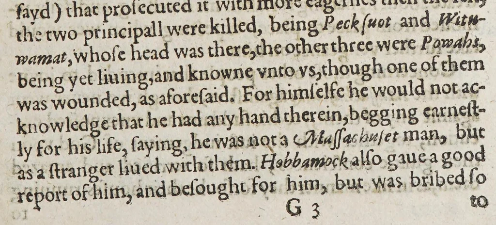 An illustration from Good newes from New-England: or A true relation of things very remarkable at the plantation of Plimoth in New-England. : Shewing the wondrous providence and goodnes of God, in their preservation and continuance, being delivered from many apparant deaths and dangers. Together with a relation of such religious and civill lawes and customes, as are in practise amongst the Indians, adjoyning to them at this day. As also what commodities are there to be raysed for the maintenance of that and other plantations in the said country., 1624, leaf 61
