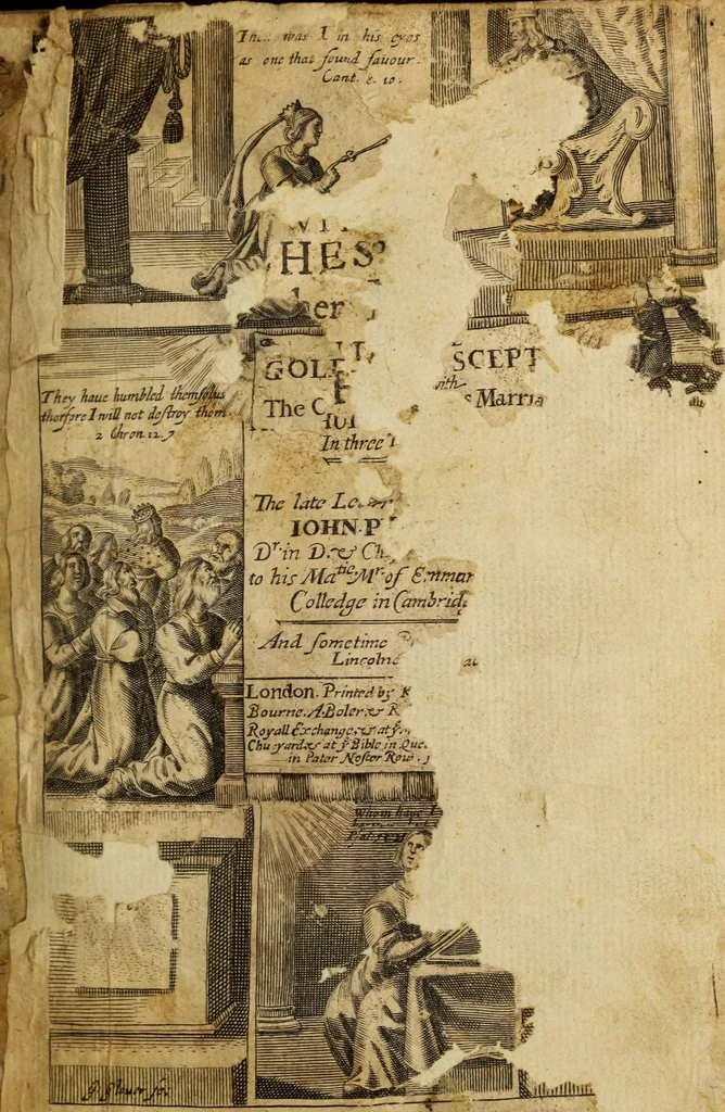An illustration from The golden scepter held forth to the humble : with The Churches dignitie by her marriage ; And The Churches dutie in her carriage ; In three treatises, the former delivered in sundry sermons in Cambridge, for the weekely fasts, 1625, the two latter in Lincolnes Inne, 1638, leaf 2