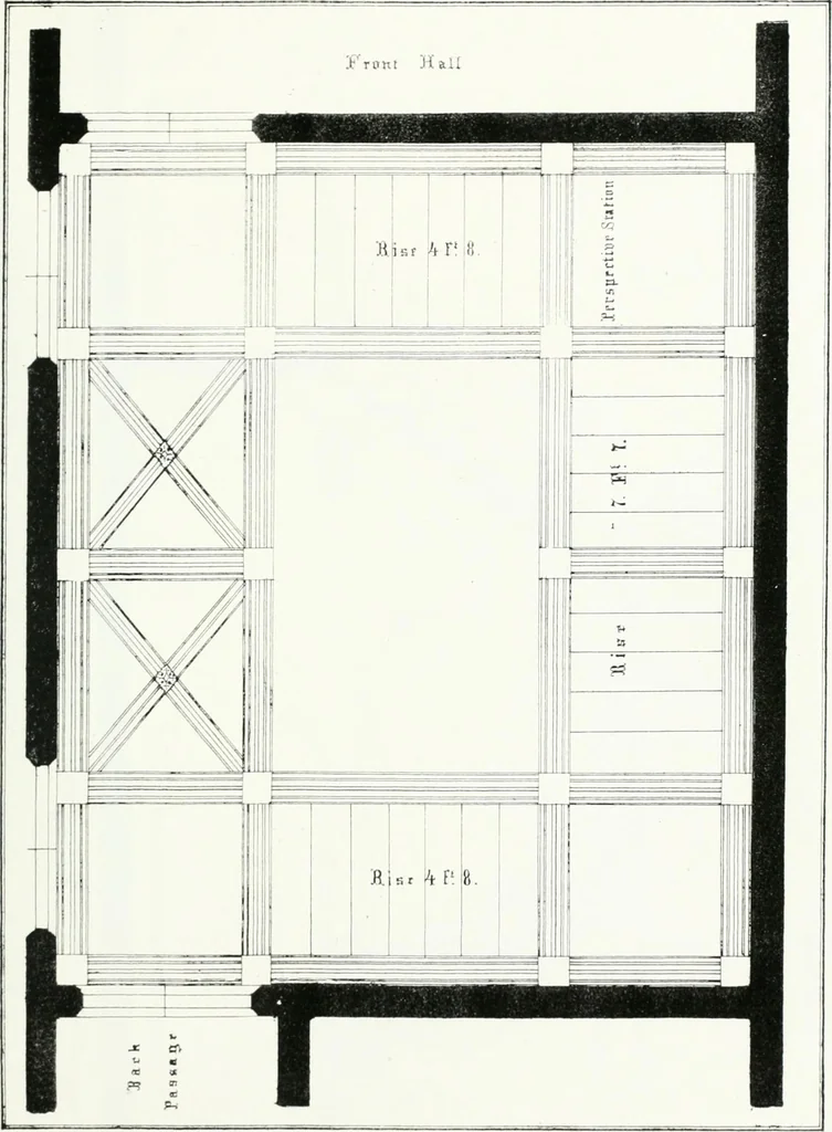 An illustration from Gothic architecture applied to modern residences; containing designs of all the important parts of a private dwelling, exhibited in elaborate perspective drawings, together with large and copious details, 1849, leaf 116