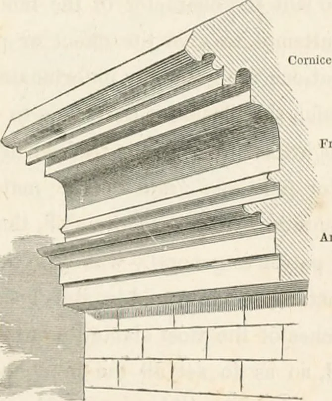 An illustration from Gothic architecture applied to modern residences; containing designs of all the important parts of a private dwelling, exhibited in elaborate perspective drawings, together with large and copious details, 1849, leaf 38