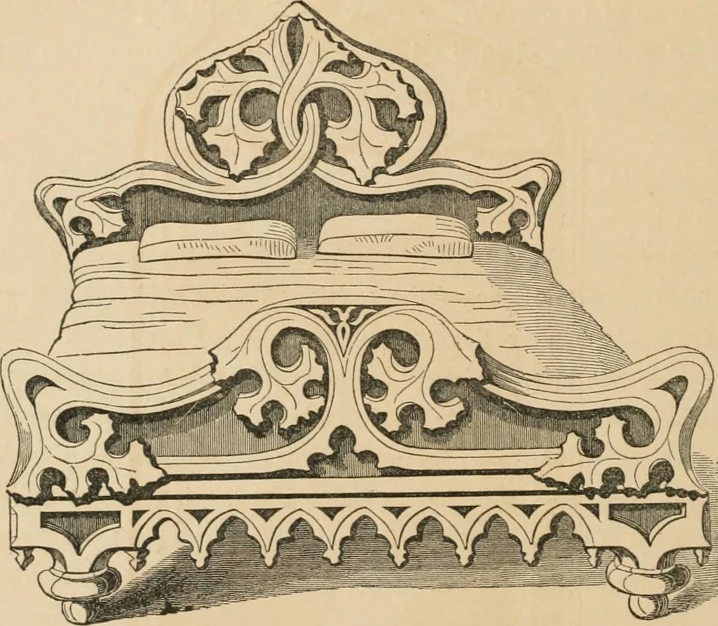 An illustration from Gothic architecture applied to modern residences; containing designs of all the important parts of a private dwelling, exhibited in elaborate perspective drawings, together with large and copious details, 1849, leaf 51
