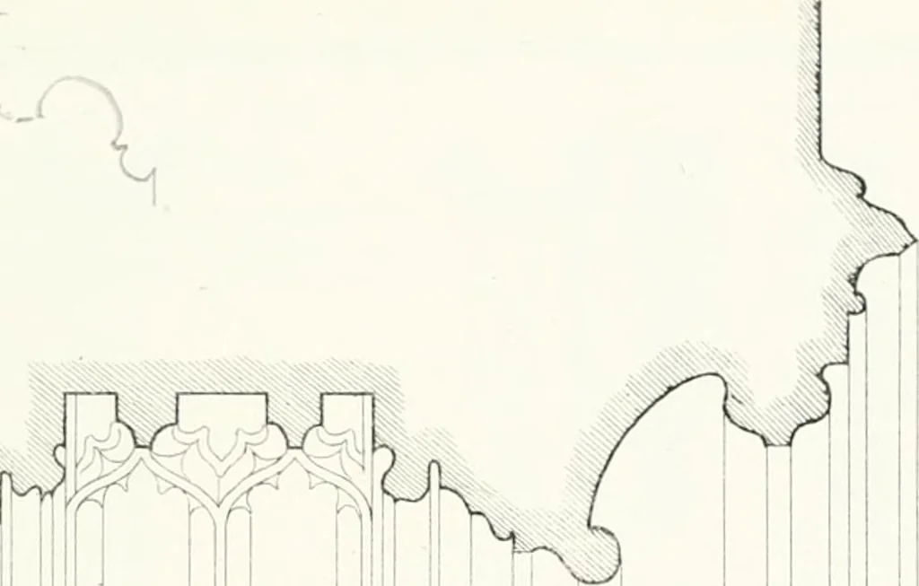An illustration from Gothic architecture applied to modern residences; containing designs of all the important parts of a private dwelling, exhibited in elaborate perspective drawings, together with large and copious details, 1849, leaf 62