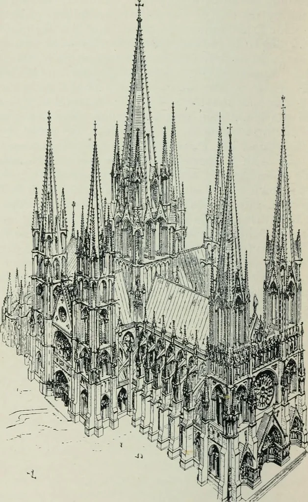 An illustration from Gothic architecture in England and France, 1911, leaf 52