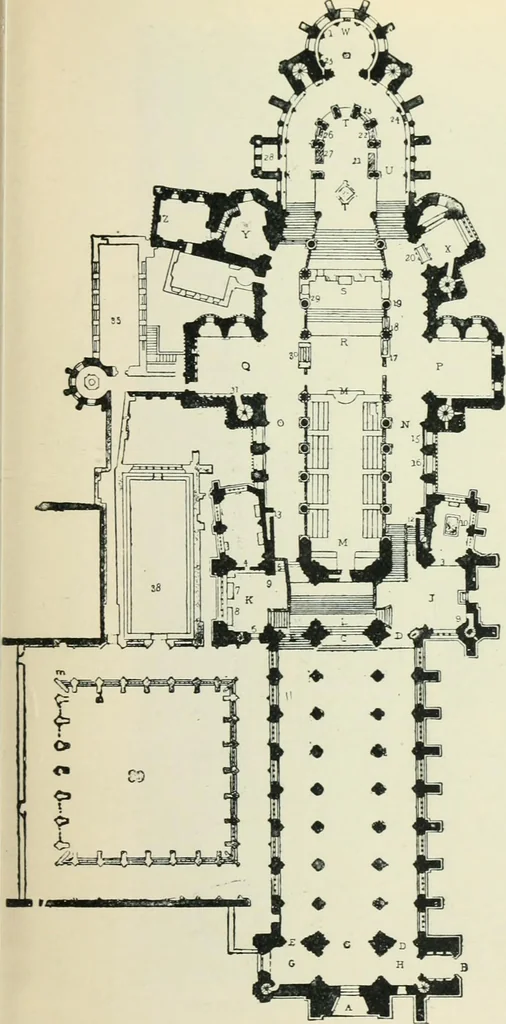 An illustration from Gothic architecture in England and France, 1911, leaf 93