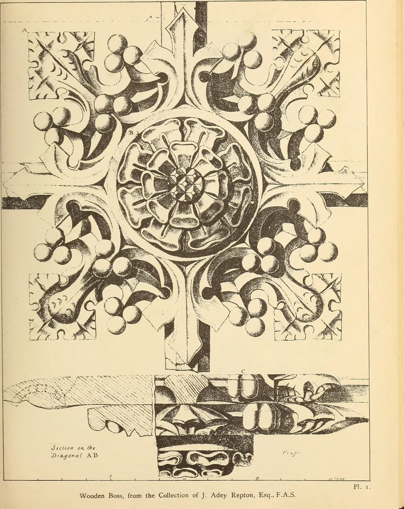 An illustration from Gothic ornaments, selected from various ancient buildings in England and France : exhibiting numerous specimens of every description of decorative detail, from the XIth. to the beginning of the XVIth. cent., 1900, leaf 11
