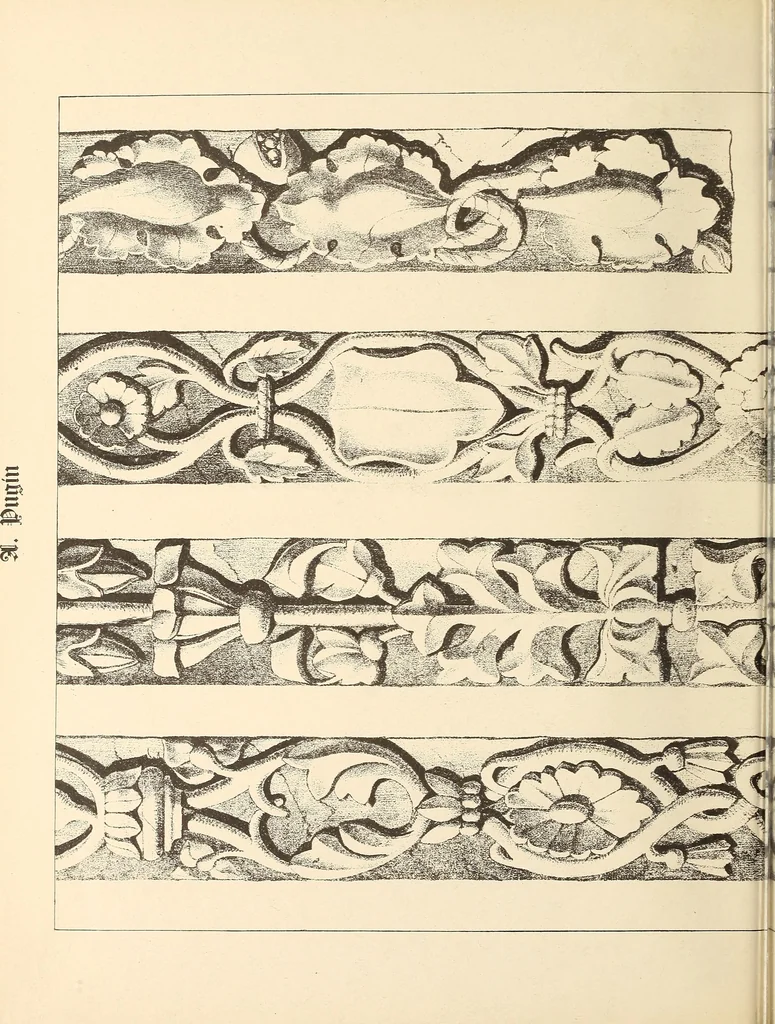 An illustration from Gothic ornaments, selected from various ancient buildings in England and France : exhibiting numerous specimens of every description of decorative detail, from the XIth. to the beginning of the XVIth. cent., 1900, leaf 110