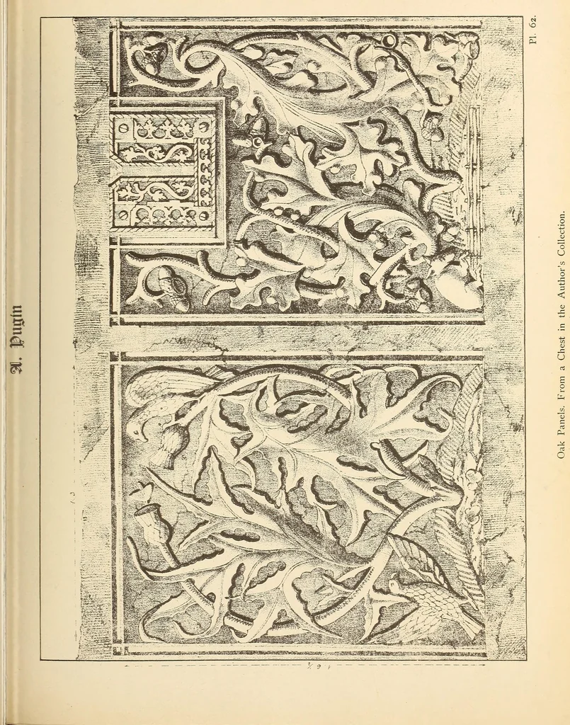 An illustration from Gothic ornaments, selected from various ancient buildings in England and France : exhibiting numerous specimens of every description of decorative detail, from the XIth. to the beginning of the XVIth. cent., 1900, leaf 135
