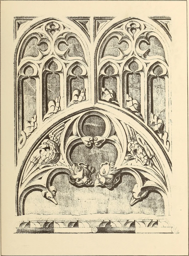 An illustration from Gothic ornaments, selected from various ancient buildings in England and France : exhibiting numerous specimens of every description of decorative detail, from the XIth. to the beginning of the XVIth. cent., 1900, leaf 137