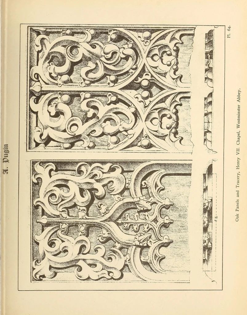 An illustration from Gothic ornaments, selected from various ancient buildings in England and France : exhibiting numerous specimens of every description of decorative detail, from the XIth. to the beginning of the XVIth. cent., 1900, leaf 139
