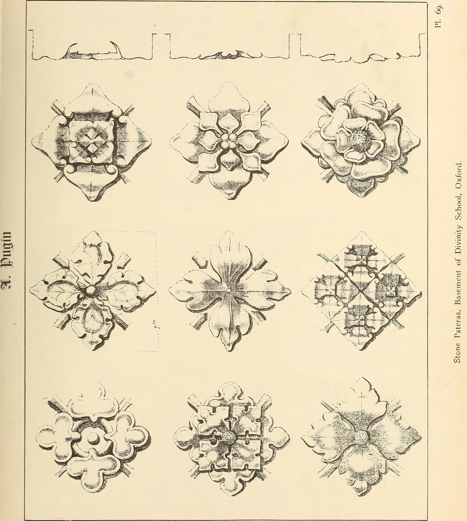 An illustration from Gothic ornaments, selected from various ancient buildings in England and France : exhibiting numerous specimens of every description of decorative detail, from the XIth. to the beginning of the XVIth. cent., 1900, leaf 149