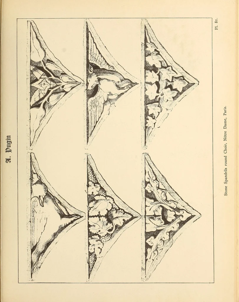 An illustration from Gothic ornaments, selected from various ancient buildings in England and France : exhibiting numerous specimens of every description of decorative detail, from the XIth. to the beginning of the XVIth. cent., 1900, leaf 173