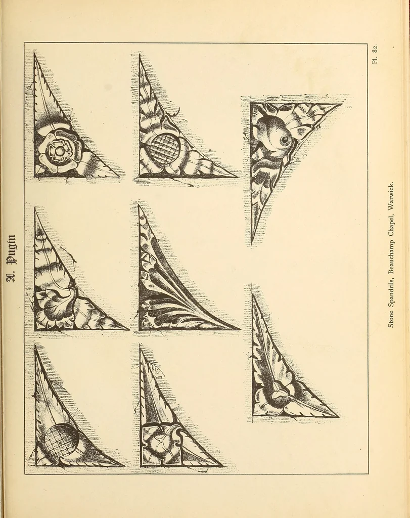 An illustration from Gothic ornaments, selected from various ancient buildings in England and France : exhibiting numerous specimens of every description of decorative detail, from the XIth. to the beginning of the XVIth. cent., 1900, leaf 175