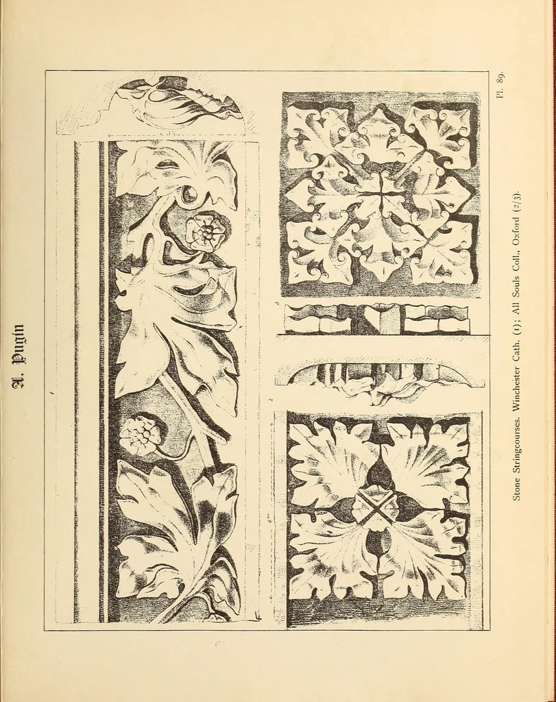 An illustration from Gothic ornaments, selected from various ancient buildings in England and France : exhibiting numerous specimens of every description of decorative detail, from the XIth. to the beginning of the XVIth. cent., 1900, leaf 189