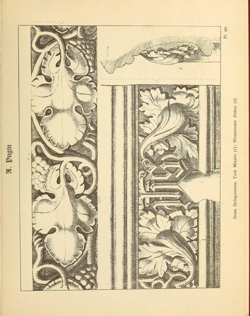 An illustration from Gothic ornaments, selected from various ancient buildings in England and France : exhibiting numerous specimens of every description of decorative detail, from the XIth. to the beginning of the XVIth. cent., 1900, leaf 191
