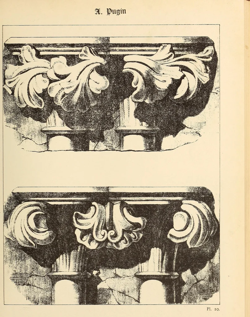 An illustration from Gothic ornaments, selected from various ancient buildings in England and France : exhibiting numerous specimens of every description of decorative detail, from the XIth. to the beginning of the XVIth. cent., 1900, leaf 29