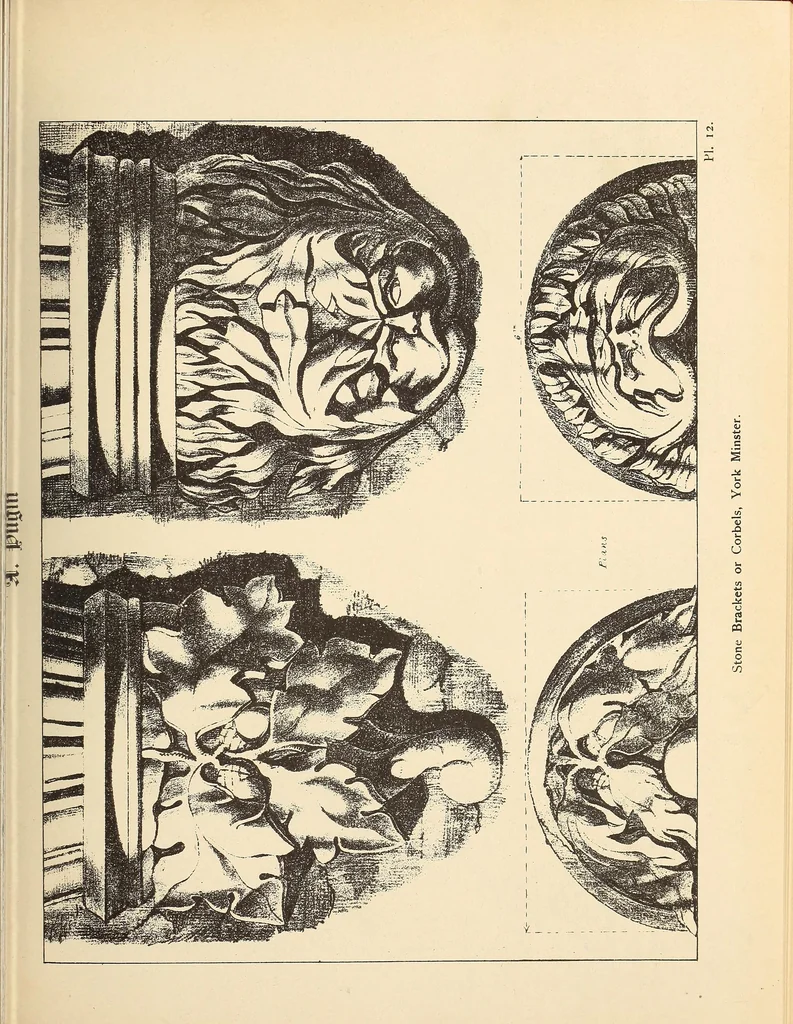 An illustration from Gothic ornaments, selected from various ancient buildings in England and France : exhibiting numerous specimens of every description of decorative detail, from the XIth. to the beginning of the XVIth. cent., 1900, leaf 33
