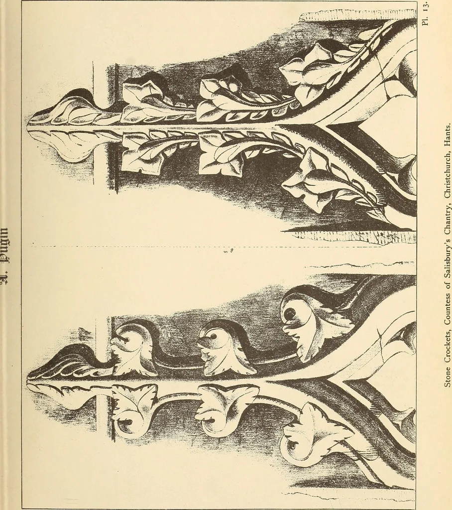 An illustration from Gothic ornaments, selected from various ancient buildings in England and France : exhibiting numerous specimens of every description of decorative detail, from the XIth. to the beginning of the XVIth. cent., 1900, leaf 35