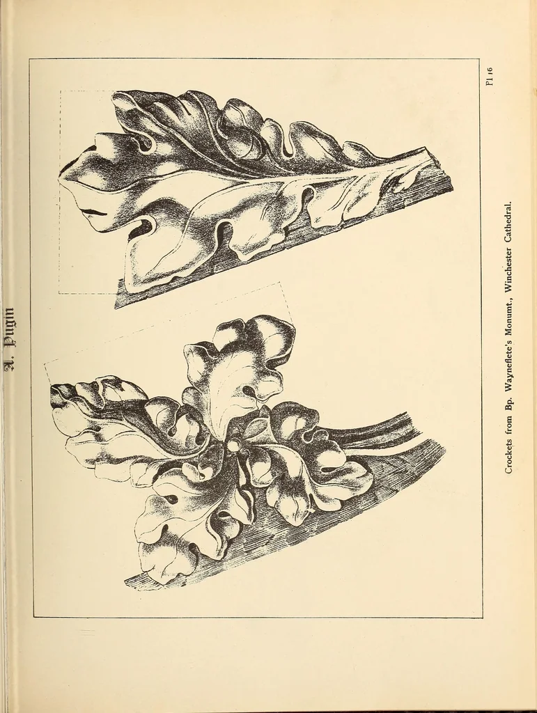 An illustration from Gothic ornaments, selected from various ancient buildings in England and France : exhibiting numerous specimens of every description of decorative detail, from the XIth. to the beginning of the XVIth. cent., 1900, leaf 41