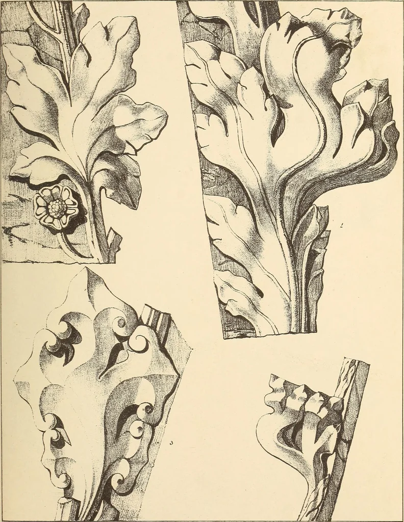 An illustration from Gothic ornaments, selected from various ancient buildings in England and France : exhibiting numerous specimens of every description of decorative detail, from the XIth. to the beginning of the XVIth. cent., 1900, leaf 45
