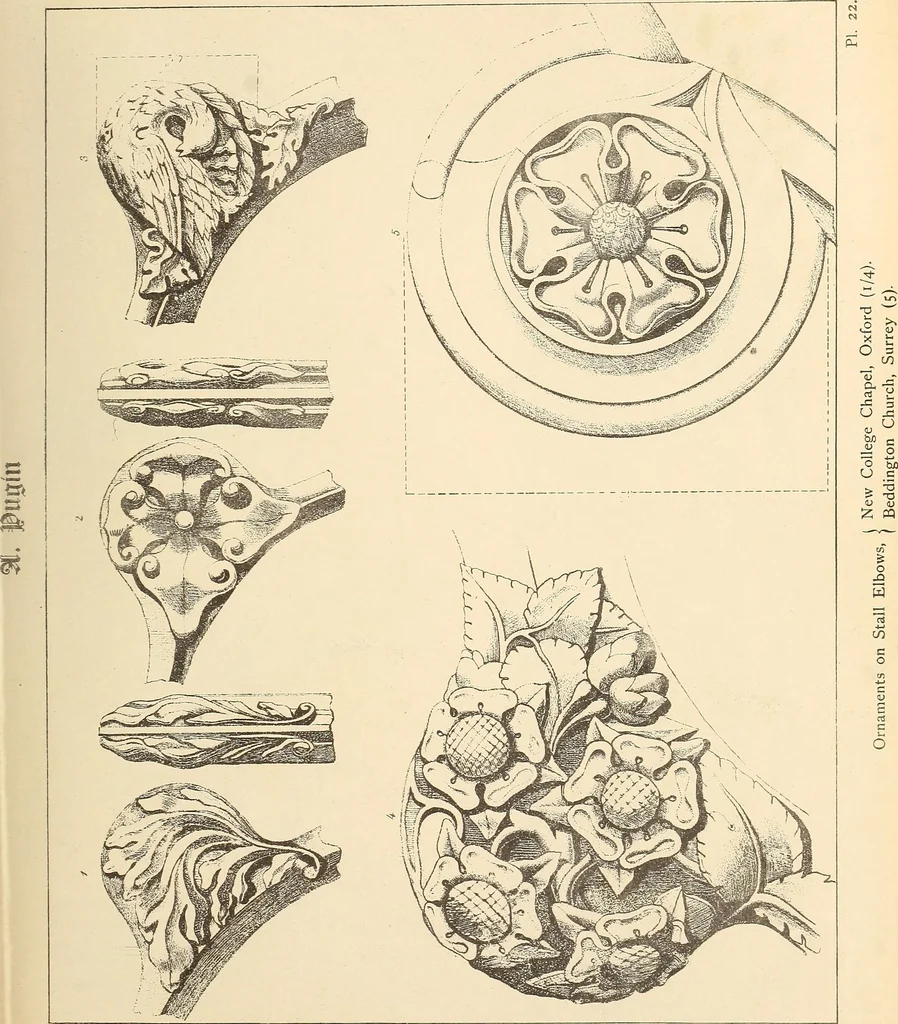 An illustration from Gothic ornaments, selected from various ancient buildings in England and France : exhibiting numerous specimens of every description of decorative detail, from the XIth. to the beginning of the XVIth. cent., 1900, leaf 53