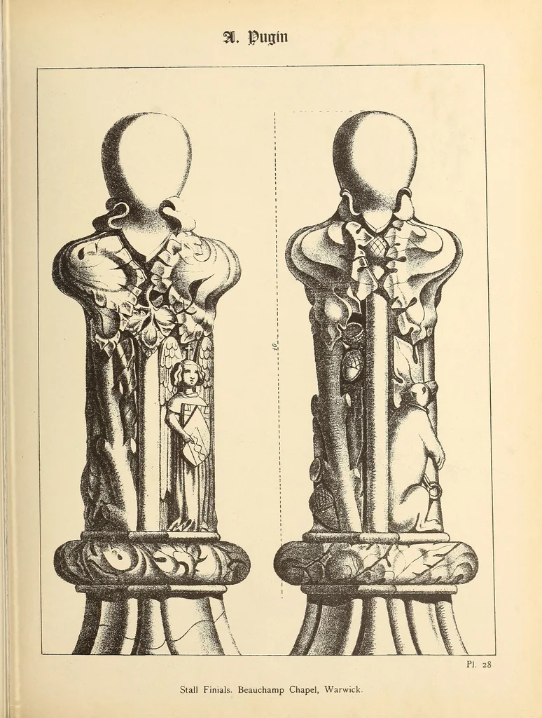 An illustration from Gothic ornaments, selected from various ancient buildings in England and France : exhibiting numerous specimens of every description of decorative detail, from the XIth. to the beginning of the XVIth. cent., 1900, leaf 65