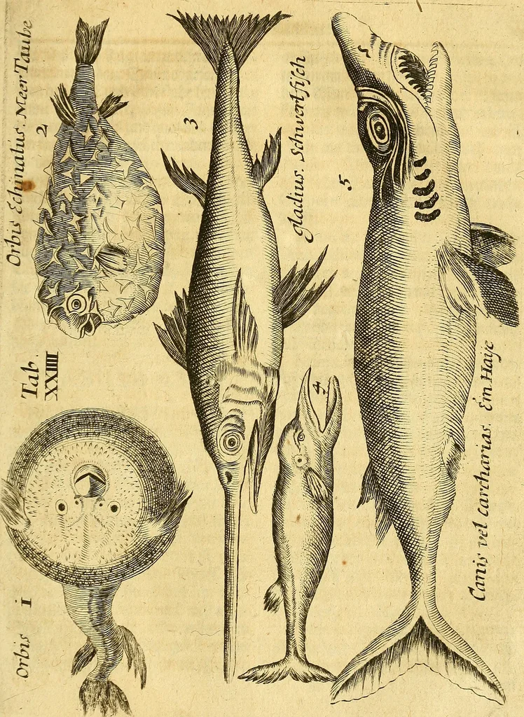 An illustration from Gottorffische Kunst-Kammer : worinnen allerhand ungemeine Sachen, so theils die Natur, theils künstliche Hände hervor gebracht und bereitet : vor diesem aus allen vier Theilen der Welt zusammen getragen, und vor einigen Jahren beschrieben, auch mit behörigen Kupffern gezieret, 1674, leaf 102