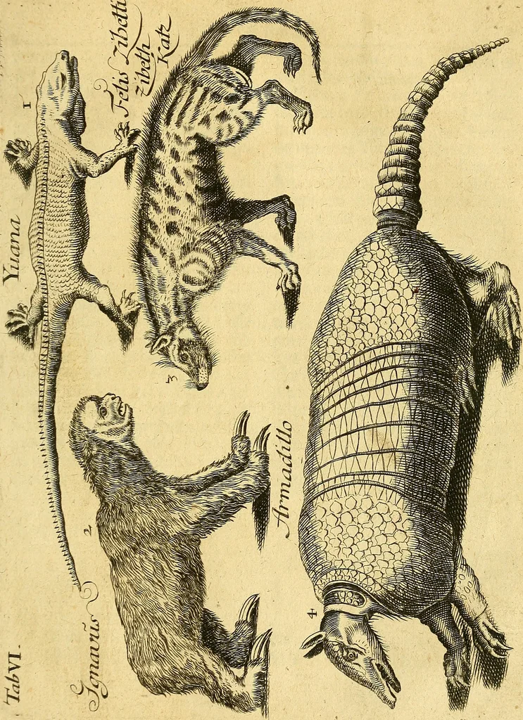 An illustration from Gottorffische Kunst-Kammer : worinnen allerhand ungemeine Sachen, so theils die Natur, theils künstliche Hände hervor gebracht und bereitet : vor diesem aus allen vier Theilen der Welt zusammen getragen, und vor einigen Jahren beschrieben, auch mit behörigen Kupffern gezieret, 1674, leaf 36
