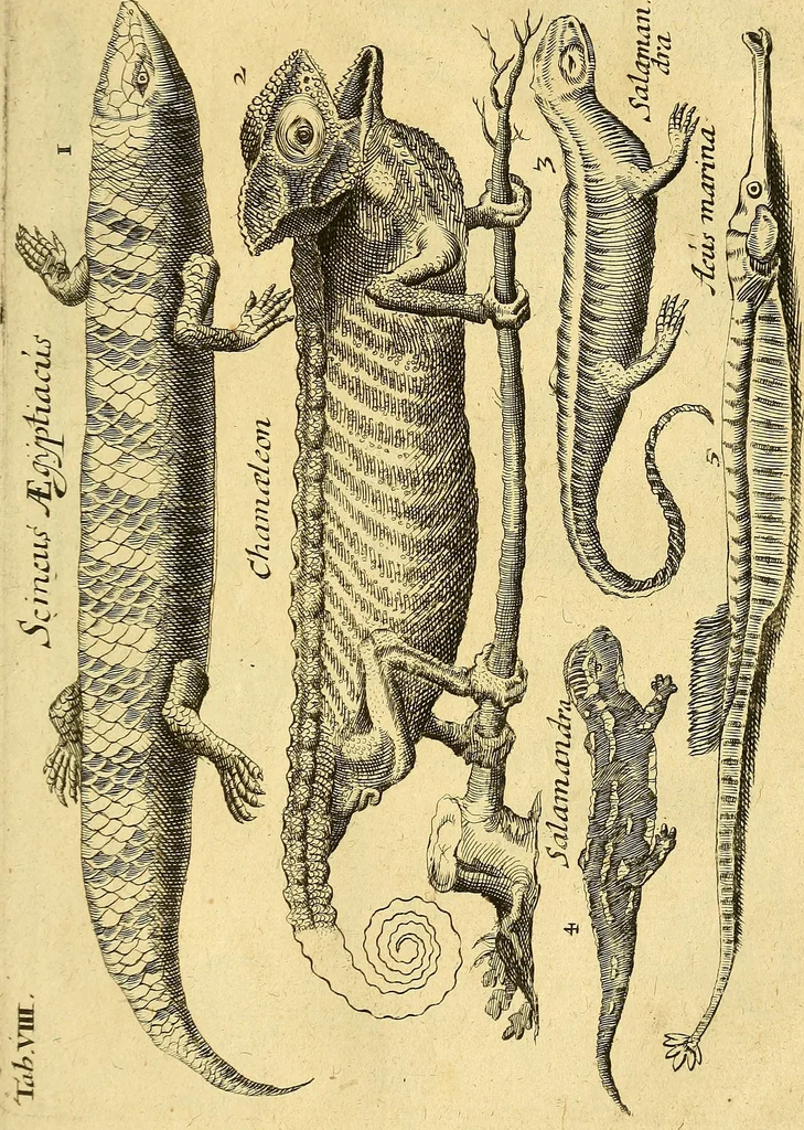 An illustration from Gottorffische Kunst-Kammer : worinnen allerhand ungemeine Sachen, so theils die Natur, theils künstliche Hände hervor gebracht und bereitet : vor diesem aus allen vier Theilen der Welt zusammen getragen, und vor einigen Jahren beschrieben, auch mit behörigen Kupffern gezieret, 1674, leaf 42