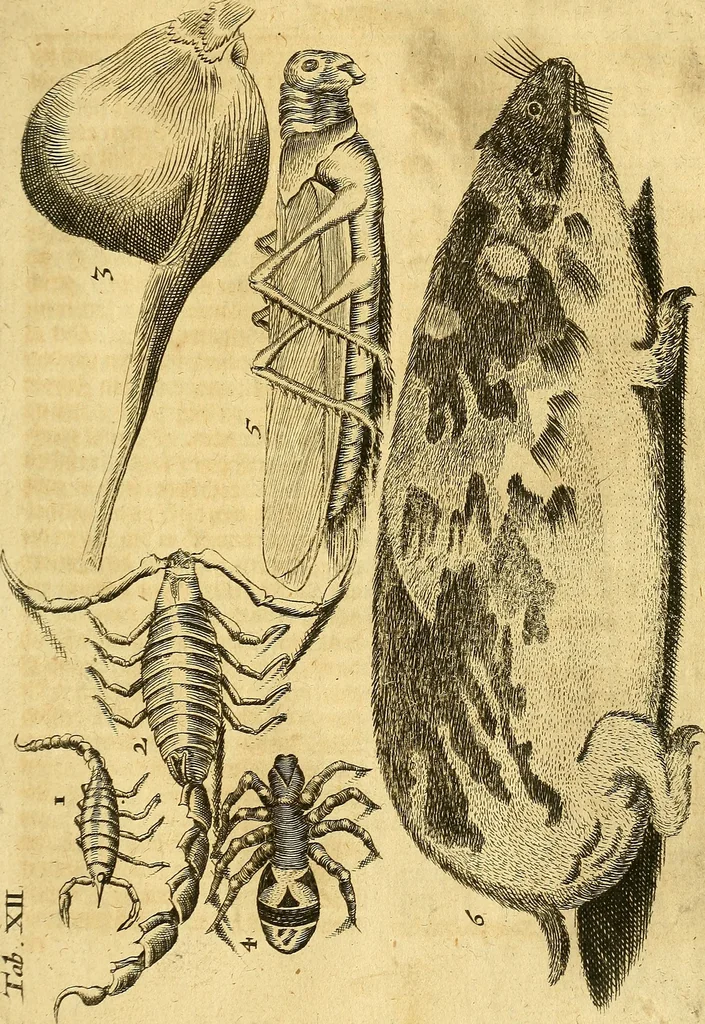 An illustration from Gottorffische Kunst-Kammer : worinnen allerhand ungemeine Sachen, so theils die Natur, theils künstliche Hände hervor gebracht und bereitet : vor diesem aus allen vier Theilen der Welt zusammen getragen, und vor einigen Jahren beschrieben, auch mit behörigen Kupffern gezieret, 1674, leaf 60