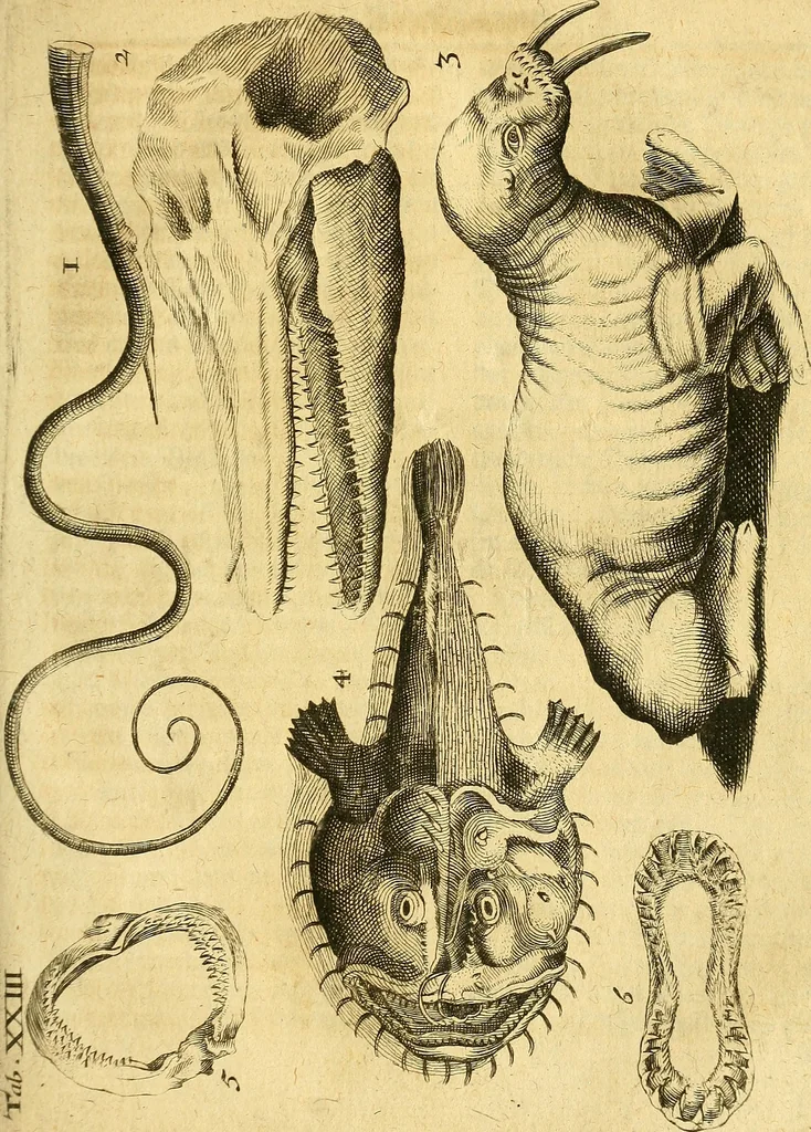 An illustration from Gottorffische Kunst-Kammer : worinnen allerhand ungemeine Sachen, so theils die Natur, theils künstliche Hände hervor gebracht und bereitet : vor diesem aus allen vier Theilen der Welt zusammen getragen, und vor einigen Jahren beschrieben, auch mit behörigen Kupffern gezieret, 1674, leaf 98