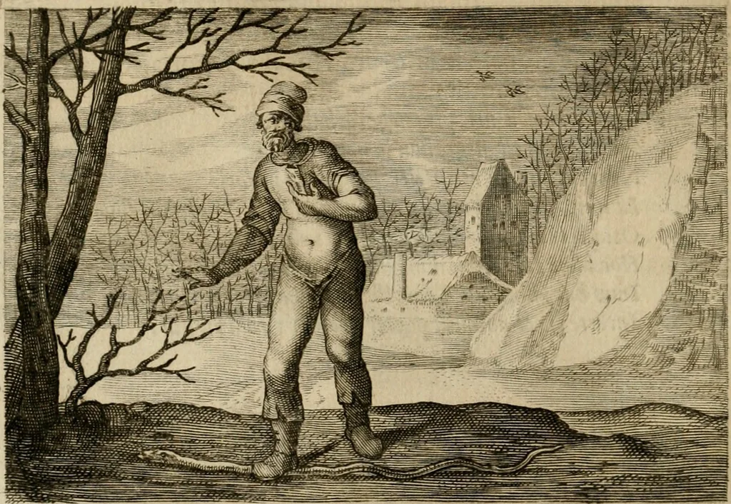 An illustration from Emblemata Florentii Schoonhovii I.C. Goudani, partim moralia, partim etiam civilia. Cum latiori eorundem ejusdem auctoris interpretatione. Accedunt et alia quaedam poëmatia in alijs poëmatum suorum libris non contenta, 1618, leaf 115