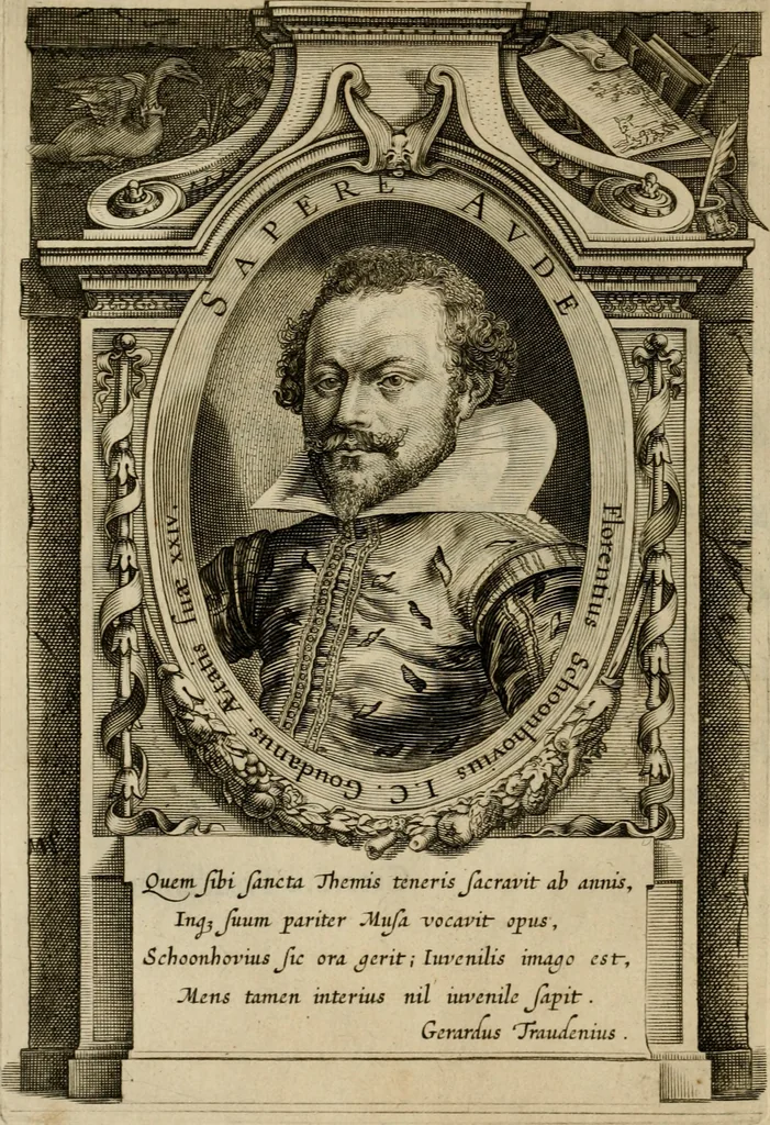 An illustration from Emblemata Florentii Schoonhovii I.C. Goudani, partim moralia, partim etiam civilia. Cum latiori eorundem ejusdem auctoris interpretatione. Accedunt et alia quaedam poëmatia in alijs poëmatum suorum libris non contenta, 1618, leaf 15