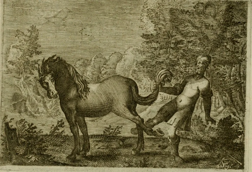 An illustration from Emblemata Florentii Schoonhovii I.C. Goudani, partim moralia, partim etiam civilia. Cum latiori eorundem ejusdem auctoris interpretatione. Accedunt et alia quaedam poëmatia in alijs poëmatum suorum libris non contenta, 1618, leaf 186