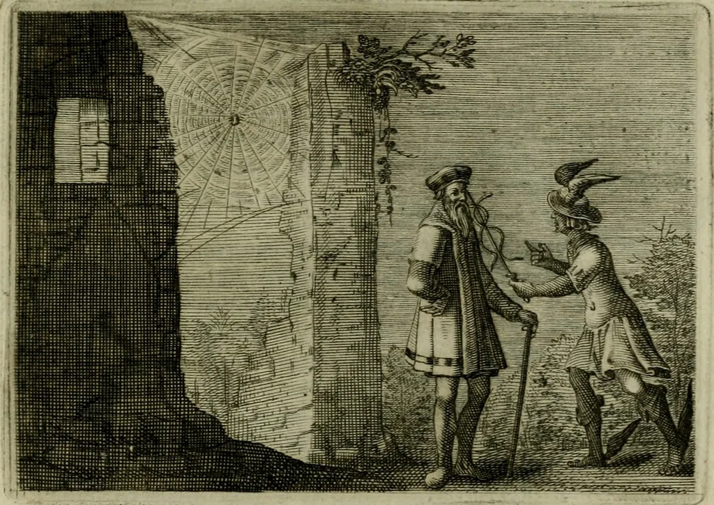 An illustration from Emblemata Florentii Schoonhovii I.C. Goudani, partim moralia, partim etiam civilia. Cum latiori eorundem ejusdem auctoris interpretatione. Accedunt et alia quaedam poëmatia in alijs poëmatum suorum libris non contenta, 1618, leaf 216