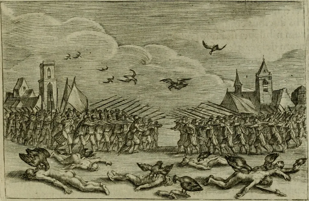 An illustration from Emblemata Florentii Schoonhovii I.C. Goudani, partim moralia, partim etiam civilia. Cum latiori eorundem ejusdem auctoris interpretatione. Accedunt et alia quaedam poëmatia in alijs poëmatum suorum libris non contenta, 1618, leaf 28