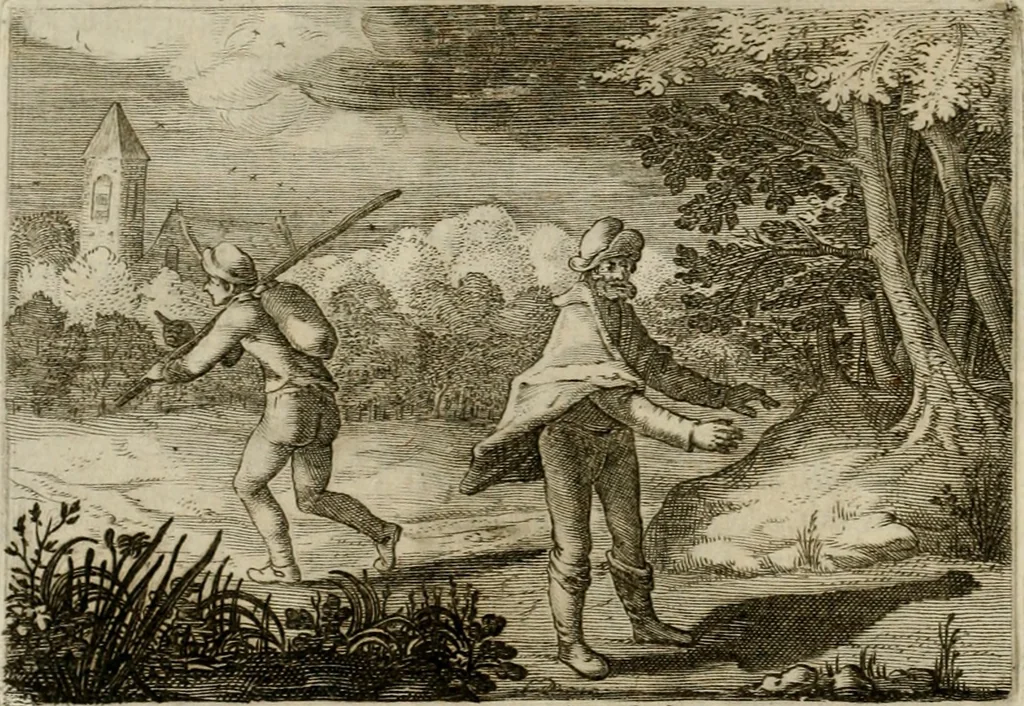 An illustration from Emblemata Florentii Schoonhovii I.C. Goudani, partim moralia, partim etiam civilia. Cum latiori eorundem ejusdem auctoris interpretatione. Accedunt et alia quaedam poëmatia in alijs poëmatum suorum libris non contenta, 1618, leaf 33