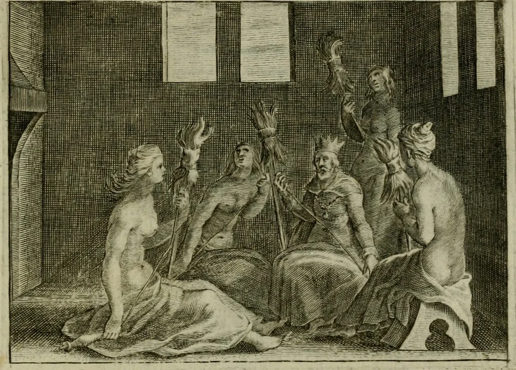 An illustration from Emblemata Florentii Schoonhovii I.C. Goudani, partim moralia, partim etiam civilia. Cum latiori eorundem ejusdem auctoris interpretatione. Accedunt et alia quaedam poëmatia in alijs poëmatum suorum libris non contenta, 1618, leaf 40