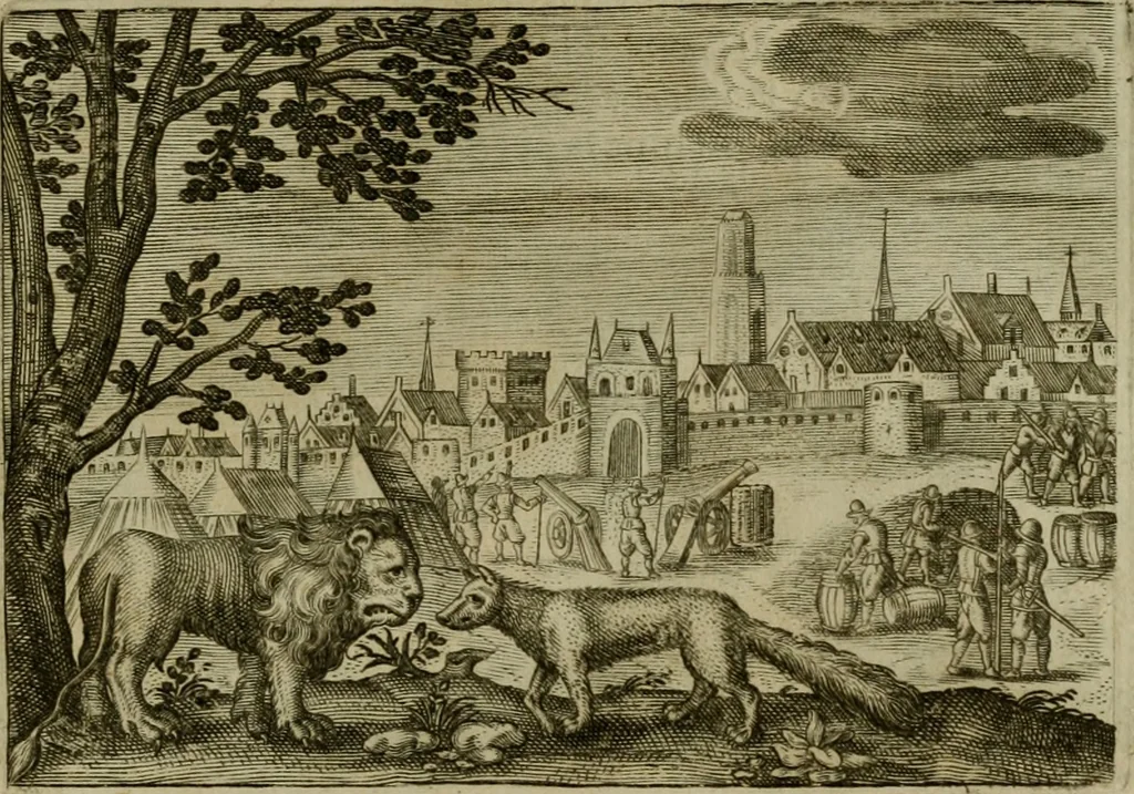 An illustration from Emblemata Florentii Schoonhovii I.C. Goudani, partim moralia, partim etiam civilia. Cum latiori eorundem ejusdem auctoris interpretatione. Accedunt et alia quaedam poëmatia in alijs poëmatum suorum libris non contenta, 1618, leaf 62