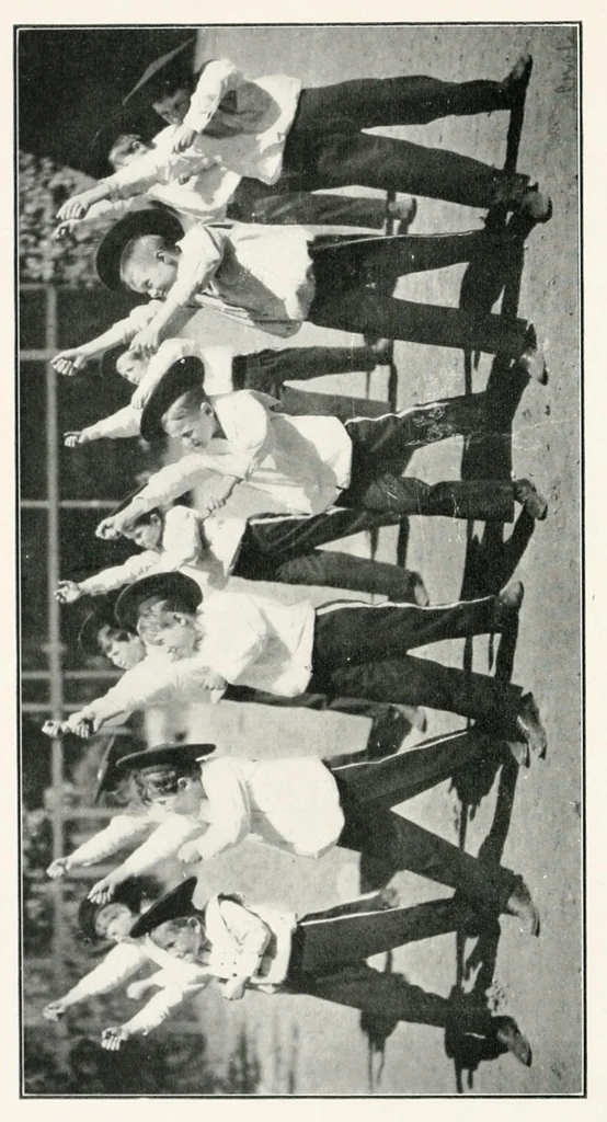 An illustration from Graded games and rhythmic exercises for primary schools : (for the school room and playground), 1907, leaf 10