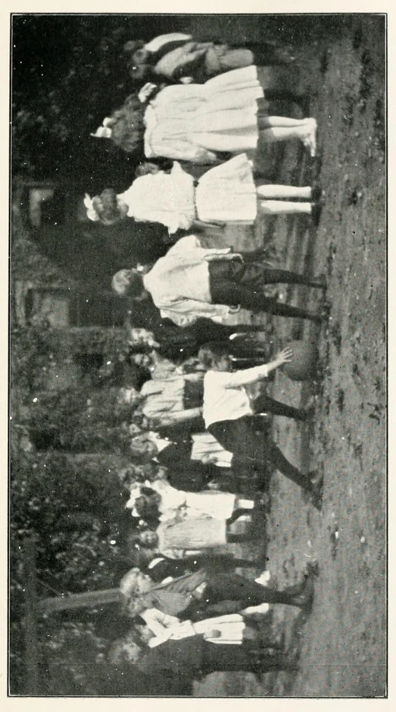 An illustration from Graded games and rhythmic exercises for primary schools : (for the school room and playground), 1907, leaf 81