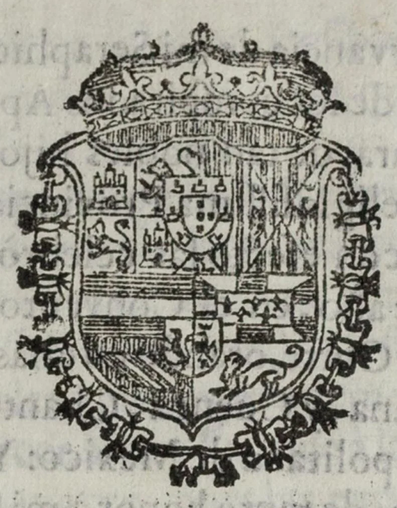 An illustration from Oracion funebre, que dixo el doctor D. Ysidro Sariñan, y Cuenca, Chantre de la Santa Iglesia Metropolitana de Mexico, Cathedratico de Prima de Sagrada Escritura en la Real Universidad ... El dia 20. de Março de 1681 ... En las Exequias de veinte y un Religiosos de la Regular Observancia del Seraphico P. S. Francisco, que murieron à manos de los Indios Apostatas de la Nueva-Mexico, en diez de Agosto del Año de 1680 ..., 1681, leaf 2