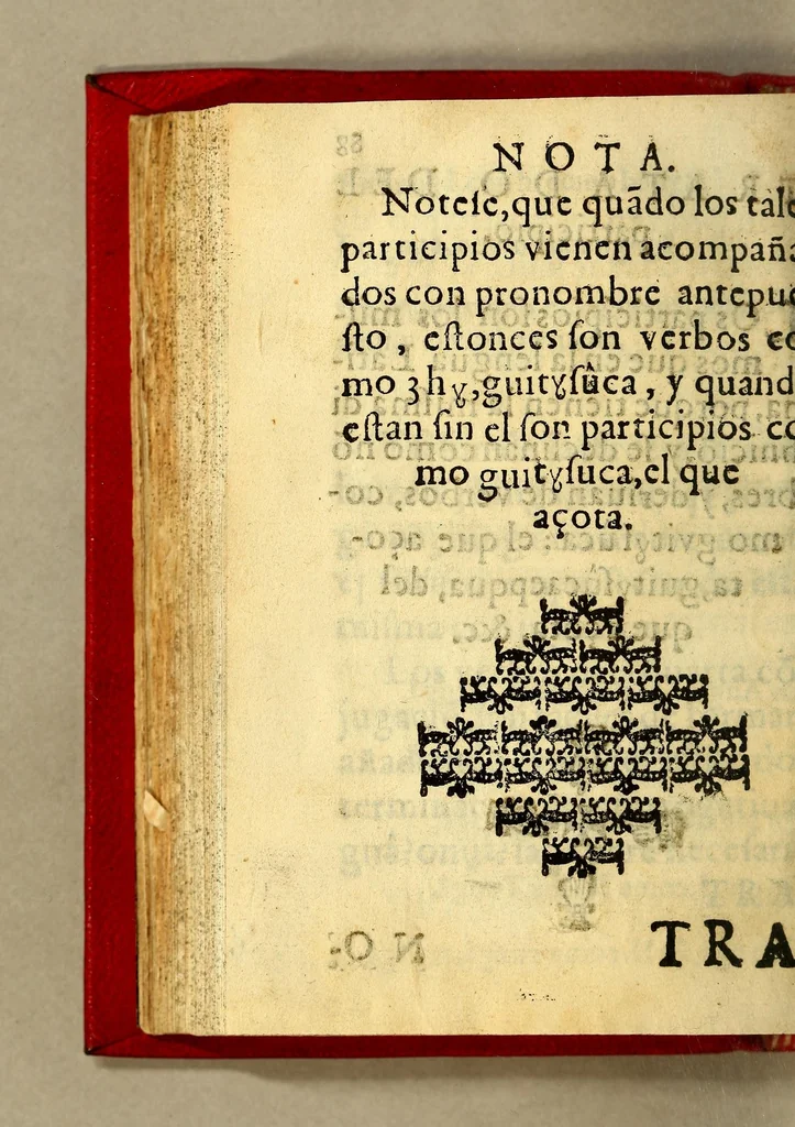 An illustration from Gramatica en la lengua general del Nueuo Reyno, llamada Mosca., 1619, leaf 230