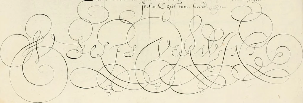 An illustration from Gram[m]ato-graphices : jn qvo varia scripturae emblemata, belgicis, germanicis, italicis, hispanicis, gallicis, et latinis characterib[us] exarata : cum singulorum anatomicis fundamentis ad exacté pingedum perquàm utilia, oculis spectanda jmitandaq[ue], proponuntur, 1605, leaf 20