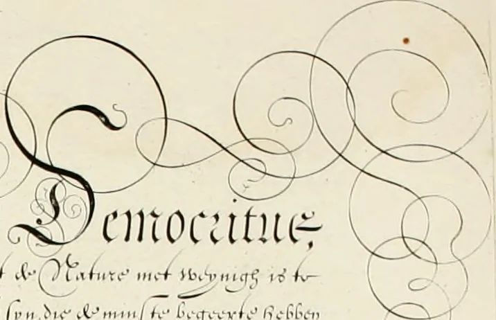 An illustration from Gram[m]ato-graphices : jn qvo varia scripturae emblemata, belgicis, germanicis, italicis, hispanicis, gallicis, et latinis characterib[us] exarata : cum singulorum anatomicis fundamentis ad exacté pingedum perquàm utilia, oculis spectanda jmitandaq[ue], proponuntur, 1605, leaf 21