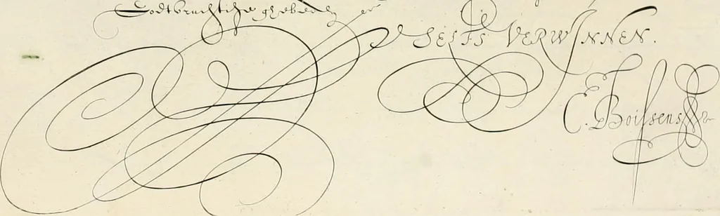 An illustration from Gram[m]ato-graphices : jn qvo varia scripturae emblemata, belgicis, germanicis, italicis, hispanicis, gallicis, et latinis characterib[us] exarata : cum singulorum anatomicis fundamentis ad exacté pingedum perquàm utilia, oculis spectanda jmitandaq[ue], proponuntur, 1605, leaf 27