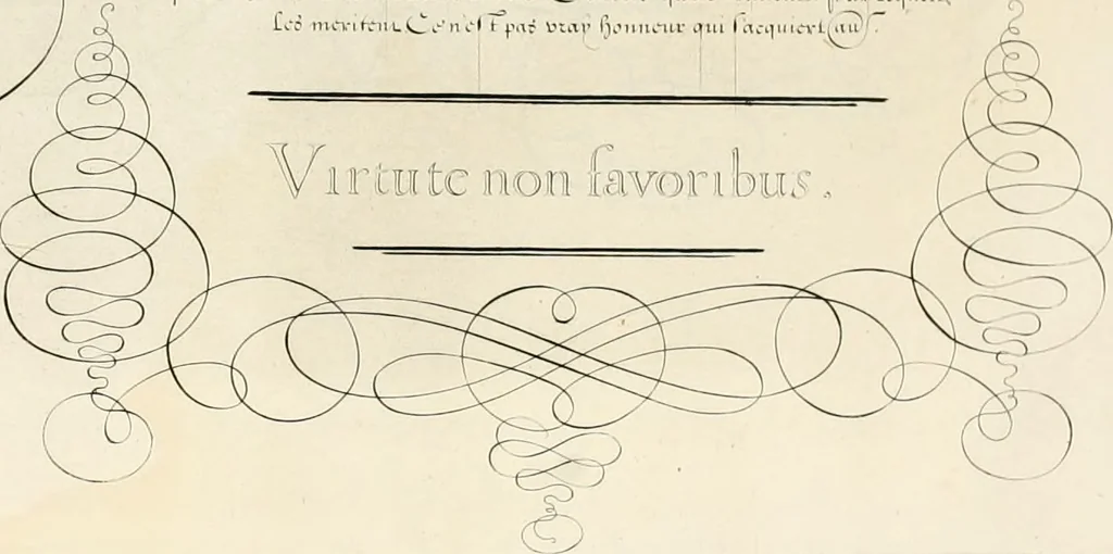 An illustration from Gram[m]ato-graphices : jn qvo varia scripturae emblemata, belgicis, germanicis, italicis, hispanicis, gallicis, et latinis characterib[us] exarata : cum singulorum anatomicis fundamentis ad exacté pingedum perquàm utilia, oculis spectanda jmitandaq[ue], proponuntur, 1605, leaf 33