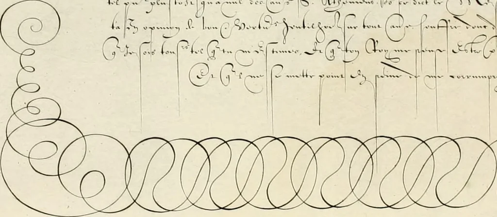 An illustration from Gram[m]ato-graphices : jn qvo varia scripturae emblemata, belgicis, germanicis, italicis, hispanicis, gallicis, et latinis characterib[us] exarata : cum singulorum anatomicis fundamentis ad exacté pingedum perquàm utilia, oculis spectanda jmitandaq[ue], proponuntur, 1605, leaf 39